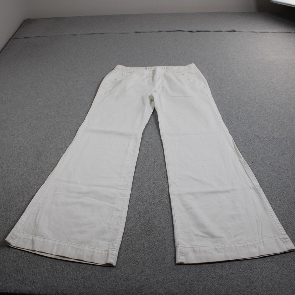 Vintage Old Navy Pants Women 6 White Wide Leg Chino Button Sailor Summer 90s Y2K